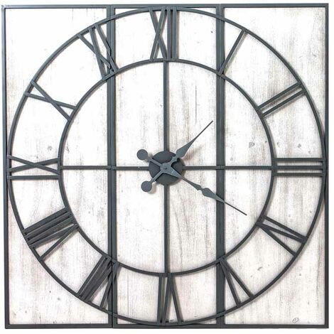 Roza Panelled Wall Clock - Metal/Wood - L5 x W112 x H112 cm - Silver