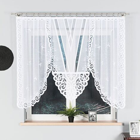 ROZALIA - Tenda jacquard pronta all'uso con taglio in basso - 250x140 cm - bianco