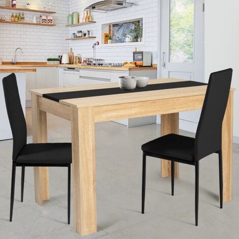 IDMARKET ROZY mesa de comedor 4 personas imitación haya y negro 110 cm