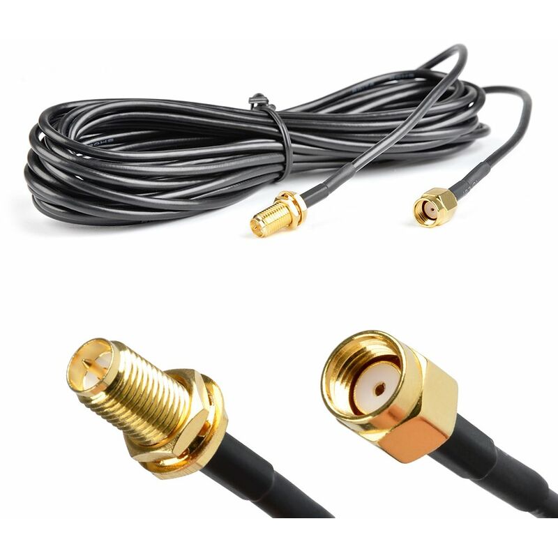 Rp-sma Premium Antenna Extension Cable 3m Male to Female RG174 Pure Copper Feed (Black)