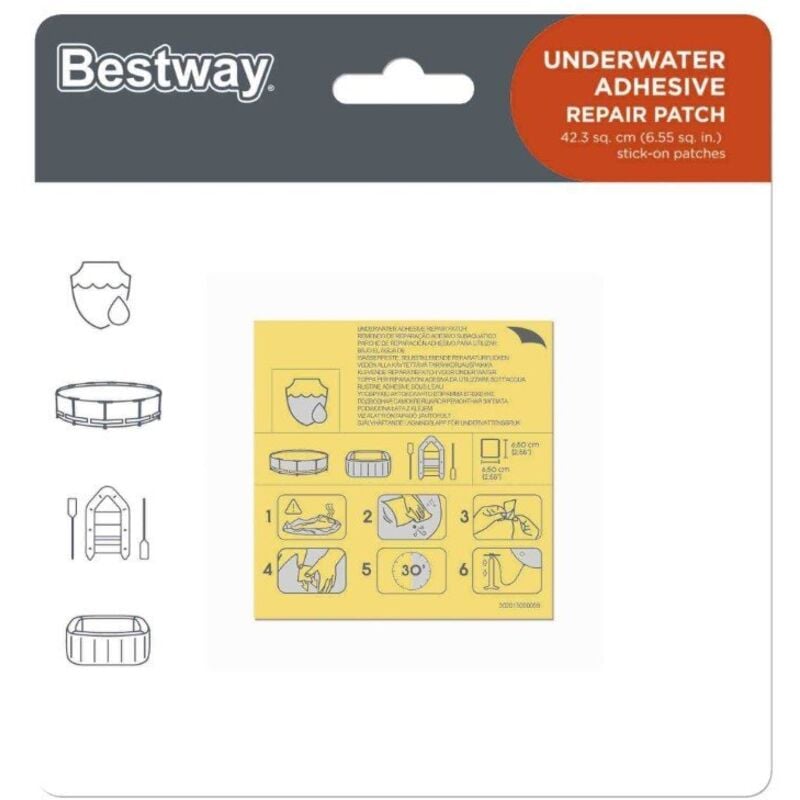 Bestway - Patchs autocollants pour réparations sous-marines - 10 pièces 42,3 cm² (art.62091)