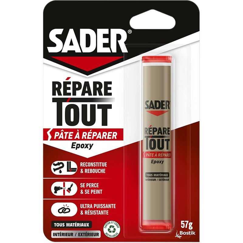 Répare Tout - Pâte à réparer Epoxy – tube de 57G - Sader