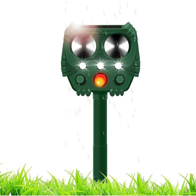 Seenlin - Répulsif Chat Exterieur à Ultrason, Répulsif Animaux Solaire pour Chats, Chiens, Renards,Oiseaux