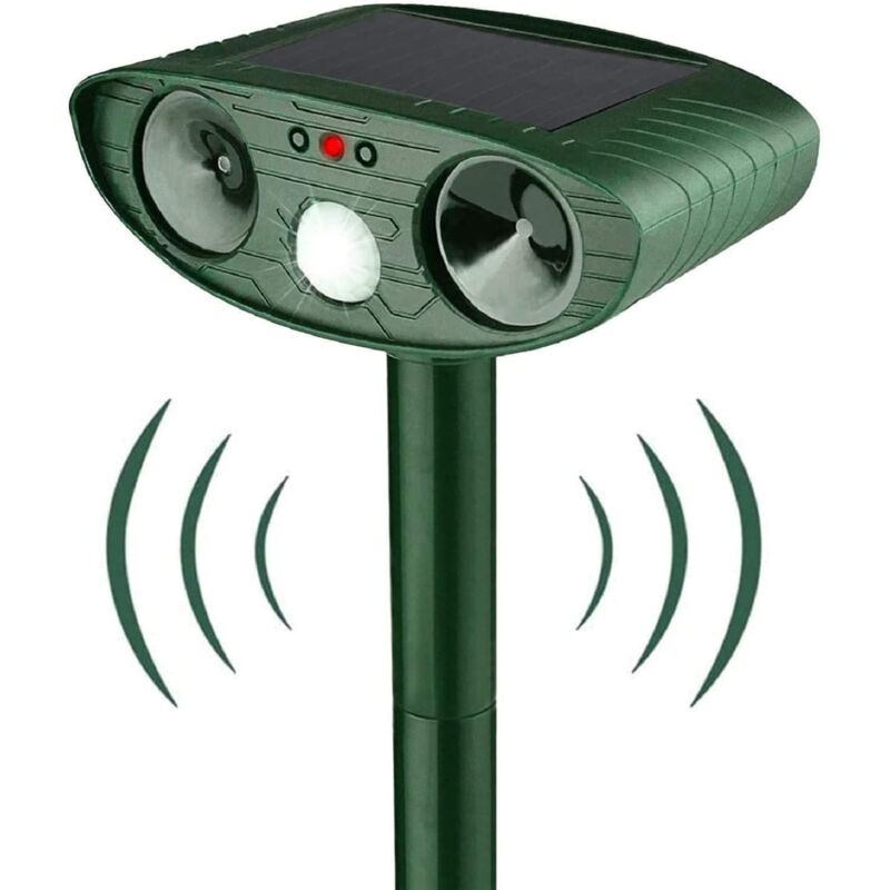 Aougo - Répulsif Chat Ultrason, Repulsif Chat Solaire, Répulsif Ultrason Anti Rongeurs avec Détecteur de Mouvement, Étanche Repulsif Chat Exterieur