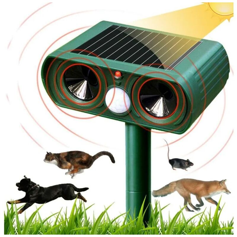 Répulsif Chat Ultrason Solaire Repulsif Chat Exterieur Sensibilité et Fréquence Réglable Ultrason Chat pour Repousser Animaux Nuisibles Protecteur de