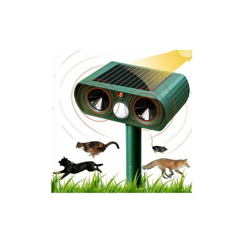 Répulsif Chat Ultrason Solaire Repulsif Chat Exterieur Sensibilité et Fréquence Réglable Ultrason Chat pour Repousser Animaux Nuisibles Protecteur de