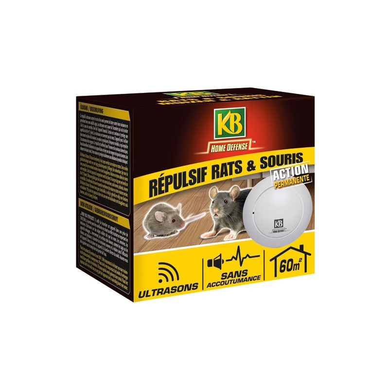 KB - home defense - Répulsif rats et souris ultrasons 60m²