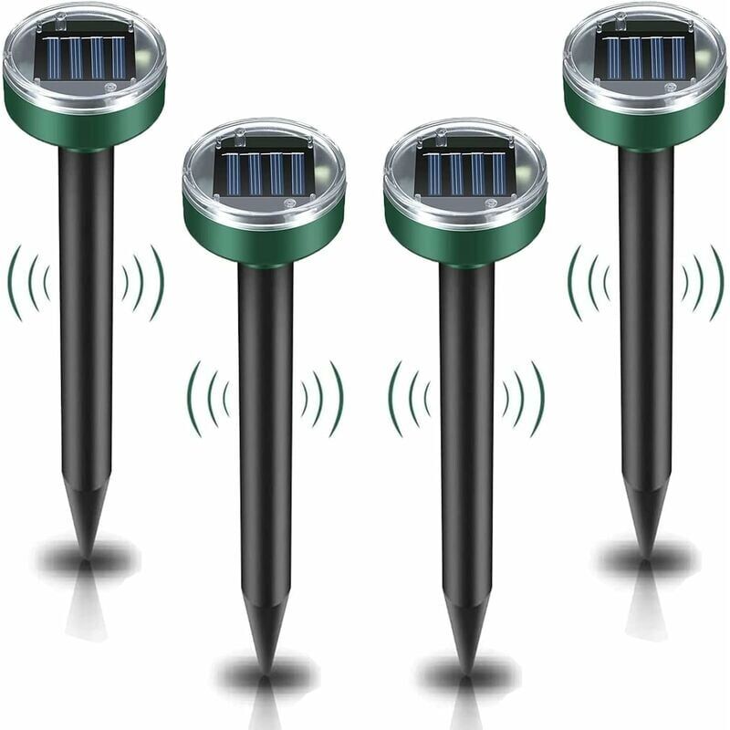 Lling - Répulsif solaire contre les taupes, 4 pièces répulsif à ultrasons contre les nuisibles - Lutte contre les taupes avec IP65 imperméable à