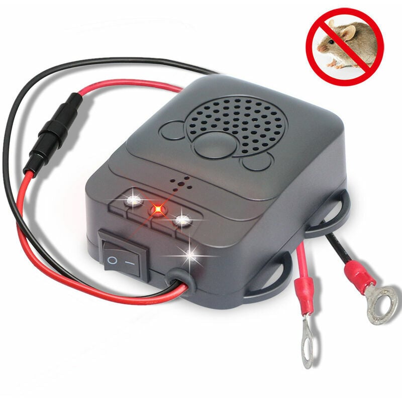 Ensoleille - Répulsif Ultrason pour Voiture, Électronique Dissuasion Répulsif Anti-Fouine de Rat avec Lampes Stroboscopiques à Del pour Voiture,