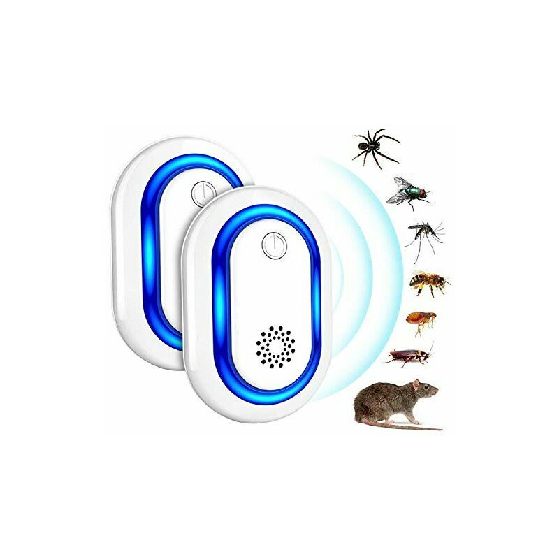 Fortuneville - Répulsif Ultrasons, 2pcs Ultrason Souris, Anti Rongeurs Insectes Anti Moustiques, Occasions Polyvalentes Anti Rats, Fourmis, Cafards,