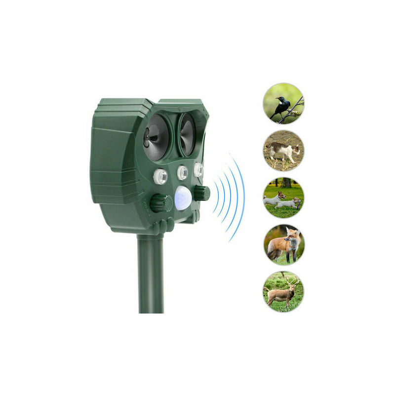 Répulsif pour insectes et animaux Répulsifs Ultrasons Solaires Anti-Chats, Chiens, Taupes, Oiseaux, Pigeons Fouines Renards et Ratons Laveurs