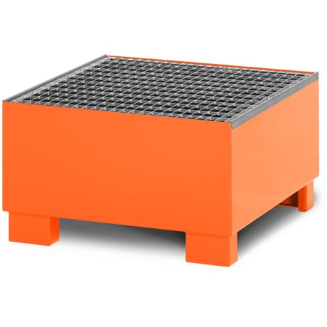 RR Industrietechnik Auffangwanne aus Stahl für 1x 200 Liter Fass mit Gitterrost RAL 2004 reinorange