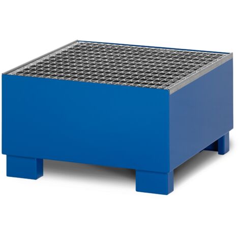 RR Industrietechnik Auffangwanne aus Stahl für 1x 200 Liter Fass mit Gitterrost RAL 5010 enzianblau