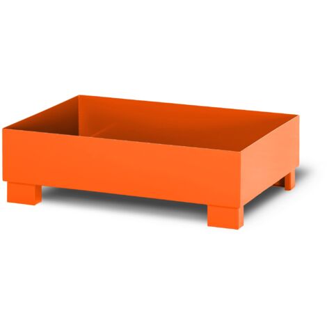 RR Industrietechnik Auffangwanne aus Stahl für 2x 200 Liter Fass ohne Gitterrost RAL 2004 reinorange