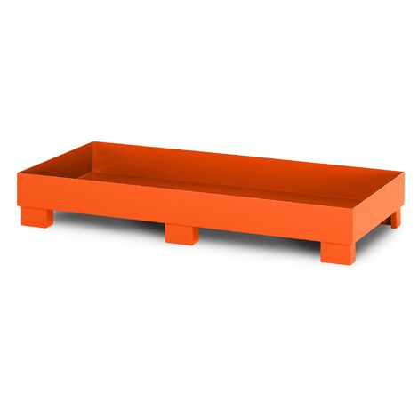 RR Industrietechnik Auffangwanne aus Stahl für 3x 200 Liter Fass ohne Gitterrost RAL 2004 reinorange