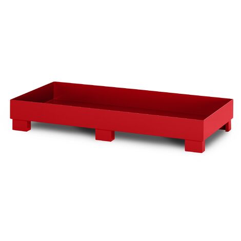 RR Industrietechnik Auffangwanne aus Stahl für 3x 200 Liter Fass ohne Gitterrost RAL 3000 feuerrot