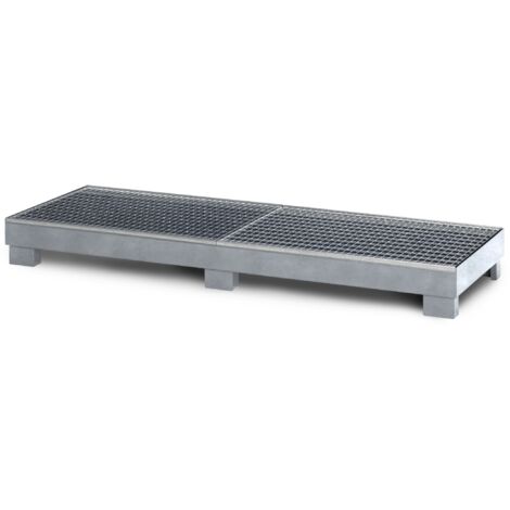 RR Industrietechnik Auffangwanne aus Stahl für 4x 200 Liter Fass mit Gitterrost BxTxH 2400x800x240 mm  verzinkt