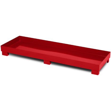 RR Industrietechnik Auffangwanne aus Stahl für 4x 200 Liter Fass ohne Gitterrost BxTxH 2400x800x240mm RAL 3000 feuerrot