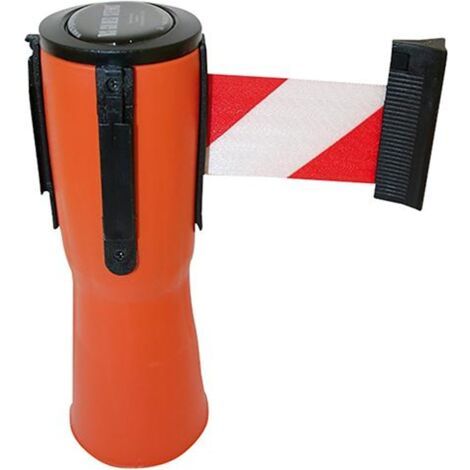 RS-GUIDESYSTEMS Leitkegelaufsatz orange, Gurtlänge: 4m Gurt: rot-weiß, diagonal gestreift