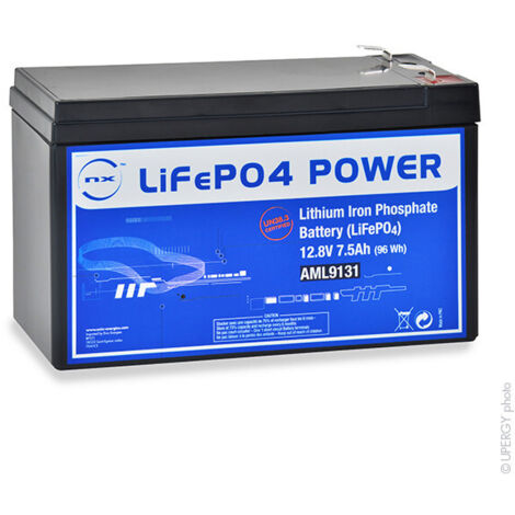 Rs Pro – Bloc batterie rechargeable 12.8V 7.5Ah – Lithium fer phosphate – Tension nominale 12.8V – Capacité 7.5Ah pour applications durables