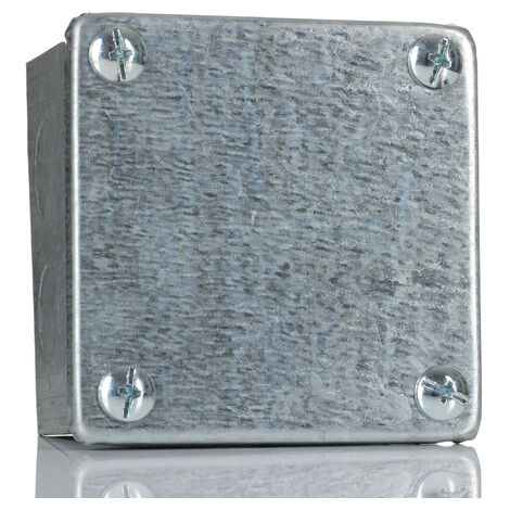 Rs Pro – Boîte de dérivation en acier galvanisé 75mm x 75mm – Profondeur 50mm – 8 ouvertures pour installations électriques – Usage professionnel