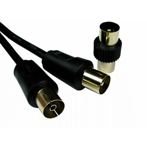 Rs Pro – Câble coaxial 3C2V 9,5 mm M – Connecteur antenne TV mâle et femelle – Noir – Pour réception TV optimale