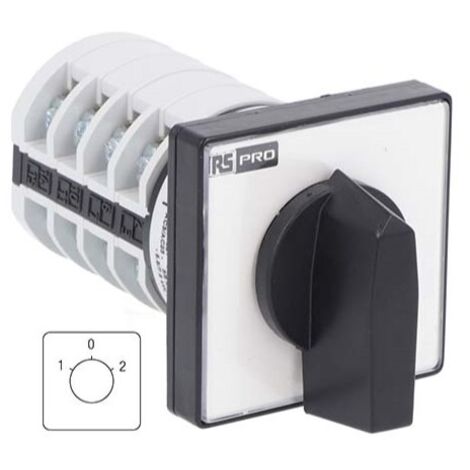 Rs Pro – Commutateur à cames 3 positions 4 pôles 20A 690V – Pour installations électriques professionnelles – Dimensions 48 x 48mm