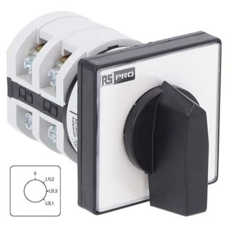 Rs Pro – Commutateur à cames 4 positions 4 pôles 20A – Tension maximale 690V – Pour circuits électriques exigeants – Dimensions 48x48mm