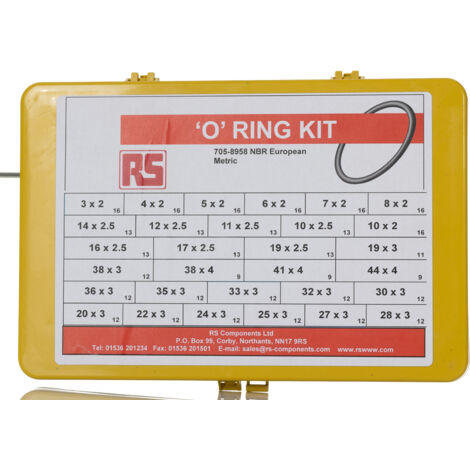 Rs Pro – Jeu de joints toriques en nitrile – Kit de 385 pièces – Étanchéité pour applications industrielles – Non métrique