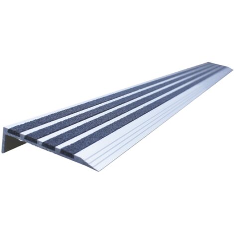 Rs Pro – Nez de marche aluminium antidérapant 1.3m x 70mm x 30mm – Pour sols glissants – Revêtement durable pour sécurité accrue