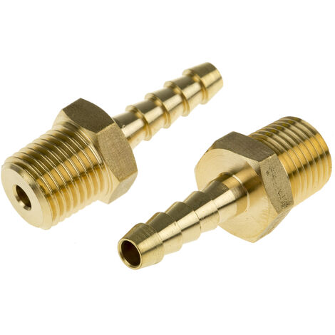 Rs Pro – Raccord de tuyau souple G 1/4' mâle en laiton – Raccord droit pour plomberie – Pack de 2 unités – Connexion durable et fiable