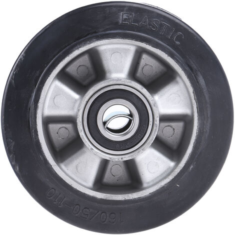 Rs Pro – Roue pour matériel d'atelier en caoutchouc noir 160mm – Charge 300kg – Alésage 20mm – Longueur 60mm – Roulement à bille