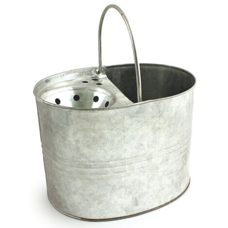 Rs Pro – Seau à lessiver en acier galvanisé 13L – Poignée ergonomique – Résistant à la corrosion – Pour chantiers humides et nettoyage intensif