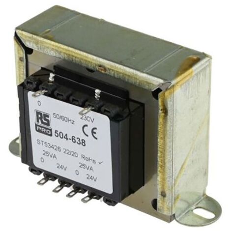 Rs Pro – Transformateur à montage sur châssis 230V c.a. – Sortie 24V c.a. – Puissance 50VA – 2 sorties pour applications spécifiques