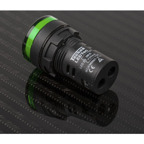 Rs Pro – Voyant lumineux LED vert 230V c.a. – Ø découpe 22mm – Indice de protection IP65 pour montage en panneau – Usage intérieur et extérieur