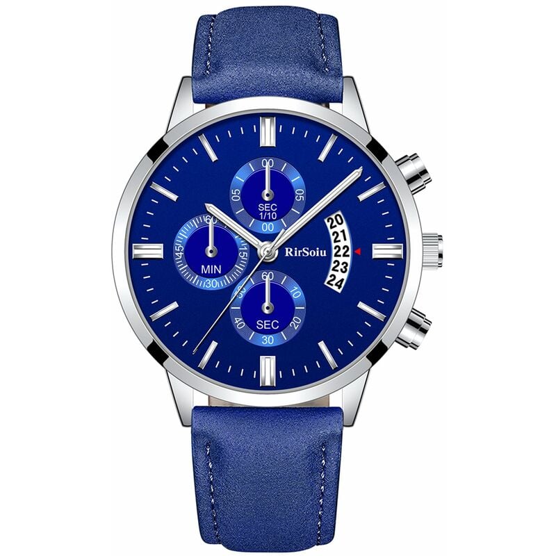 

RS0053 Reloj de negocios de lujo de moda para hombres Reloj de pulsera de cuarzo elegante con correa de cuero 30M Impermeable / Luminoso / Calendario
