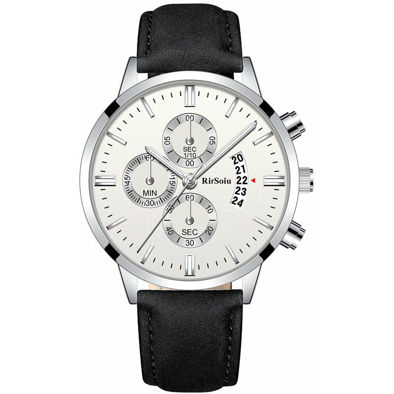 

RS0053 Reloj de negocios de lujo de moda para hombres Reloj de pulsera de cuarzo elegante con correa de cuero 30M Impermeable / Luminoso / Calendario