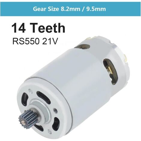 RS550 Motore CC 8,2 mm/9,5 mm 14 denti Ingranaggio Micro Motore 21 V 25000 RPM Motore Sega Elettrica per Sega Manuale Ricaricabile/Trapano Elettrico (Dimensione Ingranaggio 9,5 mm)