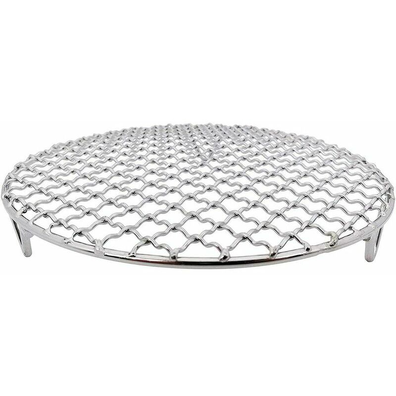 R��seau Cor��en de Barbecue Pince �� Griller en Acier Inoxydable 304 Grille Rond avec Pied Argent 35cm