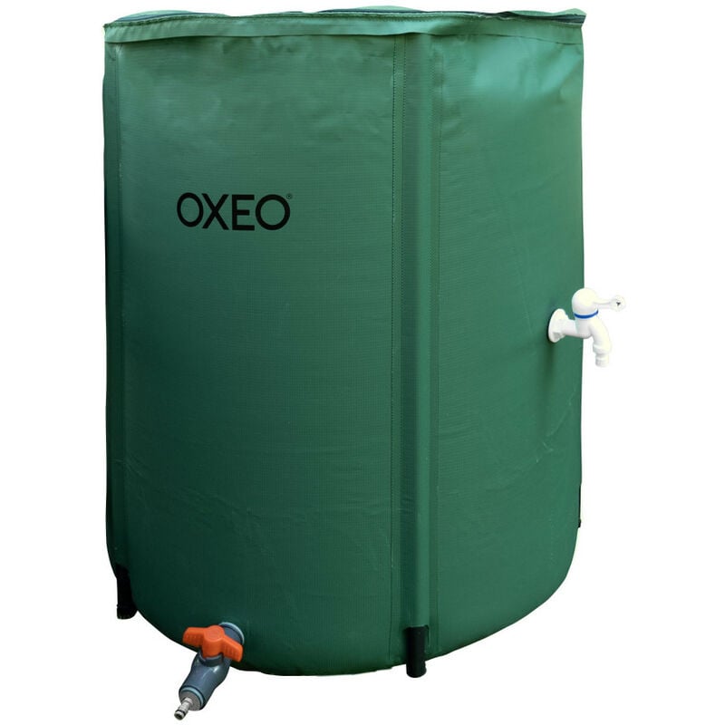 Oxeo - Réservoir récupérateur eaux de pluie 300 Litres cuve souple pvc armé - Pliable - Avec Robinet et Soupape de Décharge - Filtre