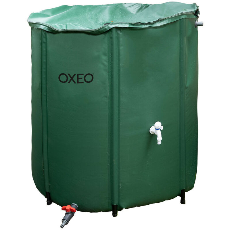 Oxeo - Réservoir récupérateur eaux de pluie 800 Litres cuve souple pvc armé - Pliable - Avec Robinet et Soupape de Décharge - Filtre