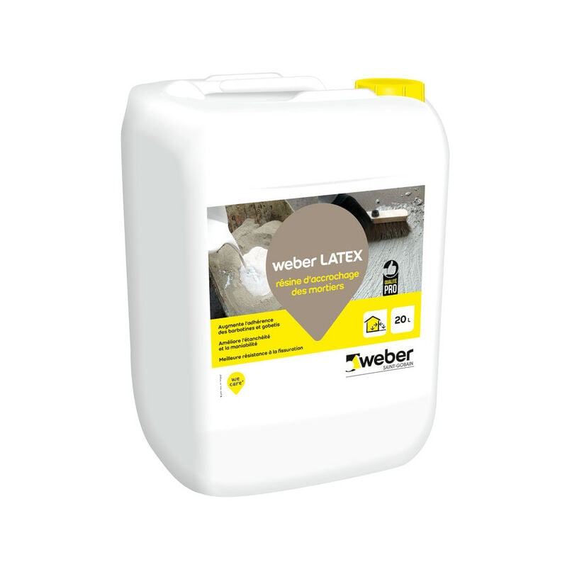 Weber Saint Gobain - Résine d'accrochage Latex pour mortiers et bétons, 20L, Weber Latex