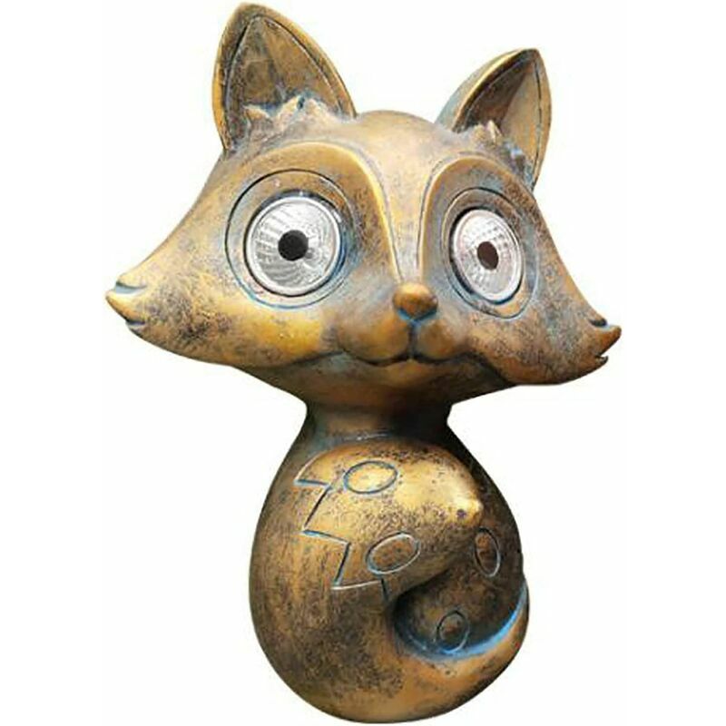 Aqiuo - Résine Renard Statue Extérieur Pelouse Déco à La Maison pour Patio Yard Art,Solaire Mignon Renard Animale Statue avec Lumières LED,Renard