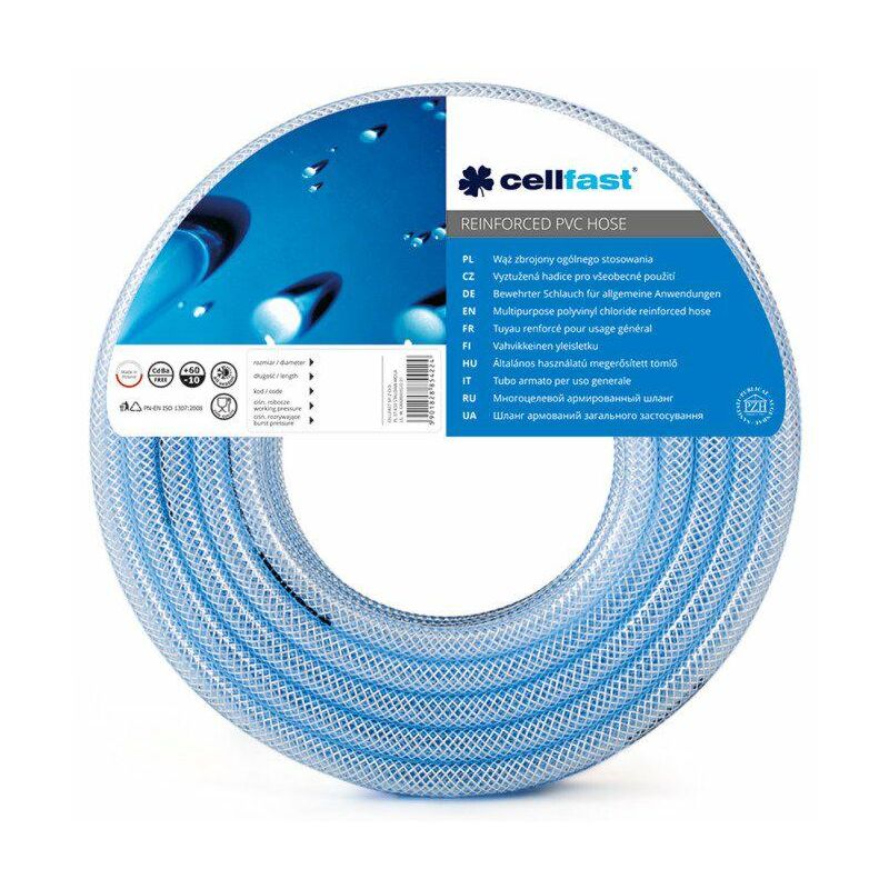 Cellfast - 20-103 - Tuyau Universal avec insert (pvc flexible avec renfort textile pour passage en force, 8 x 2.5 mm, 50 m)