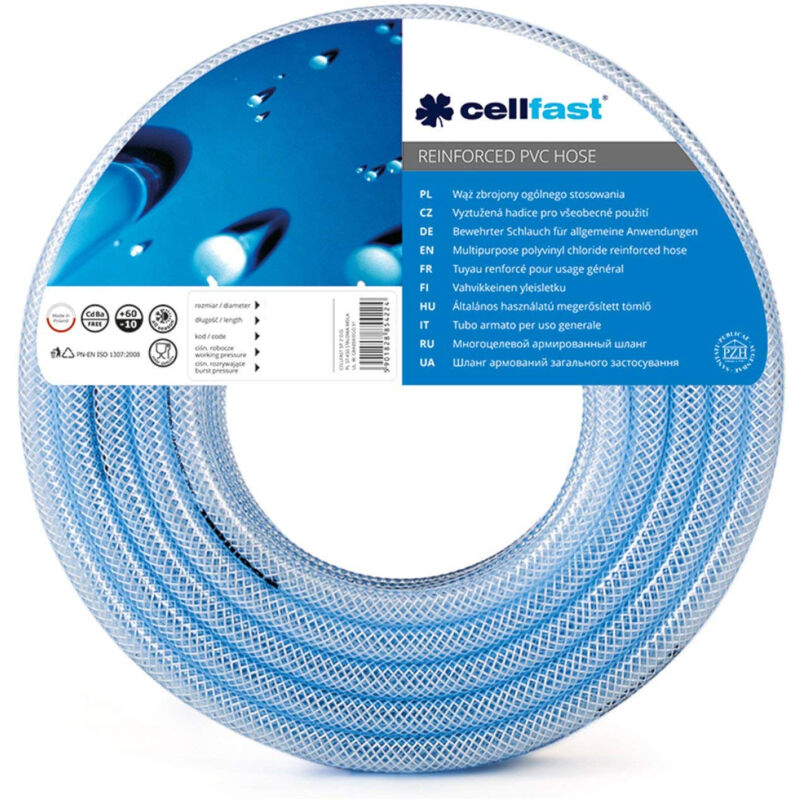 Cellfast - 20-107 tuyau universel avec insert en pvc flexible avec renfort textile pour passage sous pression, 16 x 3,5 mm, 50 m