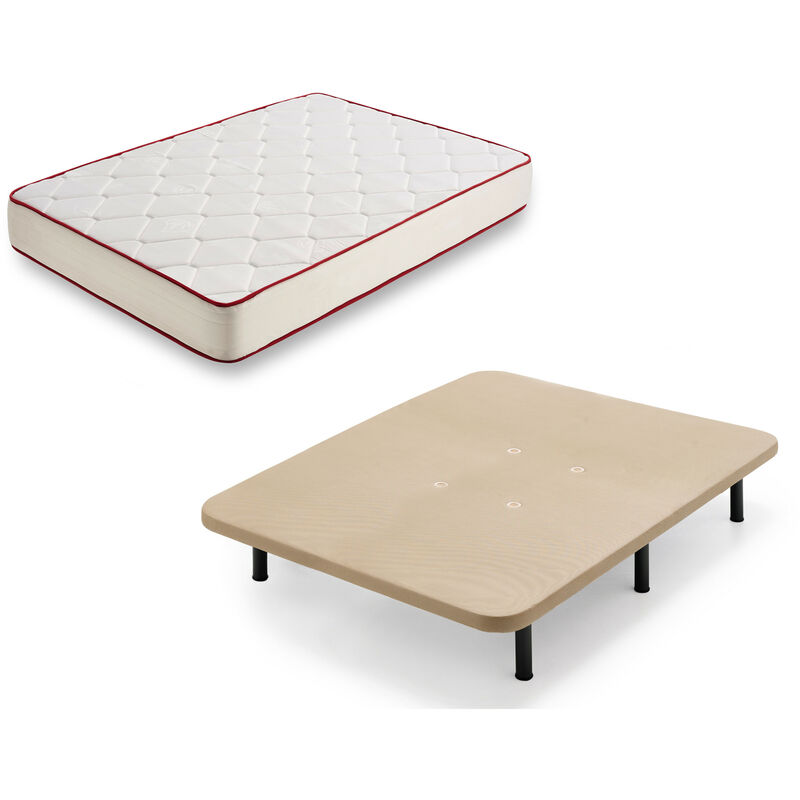 

Rt50 - Colchon Viscoelastico + Base Tapizada Con Patas, Medida 160x180 Cm, Anti-acaros, Con Tejido 3d Y Aloe Vera, Gama Prestige Hotel.