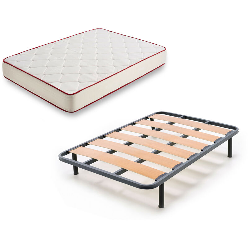 

Hogar24 - Rt50 - Colchon Viscoelastico + Somier Lama Ancha Con Patas, Medida 80x190 Cm, Anti-acaros, Con Tejido 3d Y Aloe Vera, Gama Prestige Hotel.