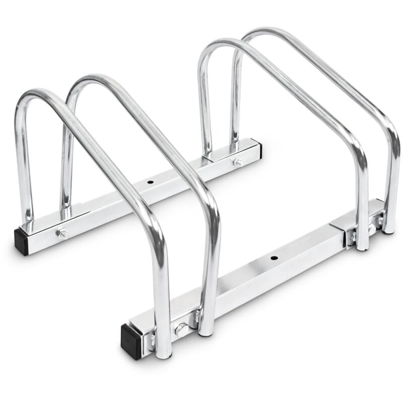Relaxdays - 2x Râtelier support 2 vélos sol ou mur, HxlxP 26 x 40 x 32 cm, argenté