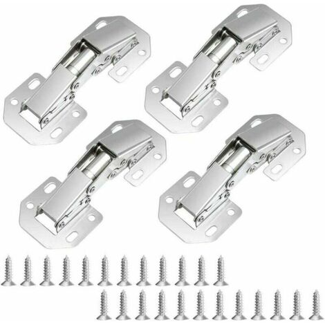 RTGPT – 4er-Pack 90-Grad-Scharniere mit 8 Schrauben und Dämpferkolben für Küchenschranktüren, Möbel und Schränke.