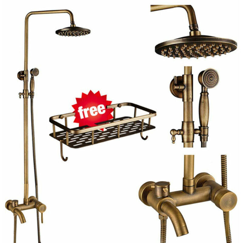 Zamery - Rétro Colonne de Douche laiton Système de Douche Réglable Ensemble de Douche Mural Set Kit de Douche en Bronze avec Mitigeur de Douche pour